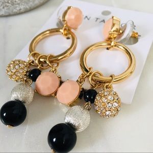 ANN TAYLOR Fireball Charm Drop Hoop Earrings